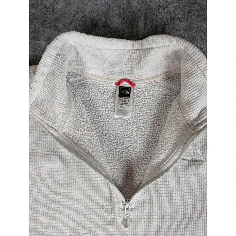 The North Face Mens Cream Waffle Knit 1/4 Zip Grid Fleece Pullover XL 4679 - Picture 7 of 13